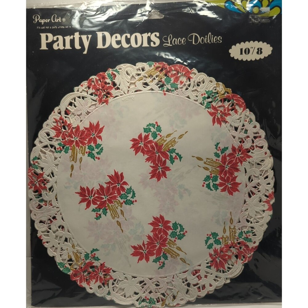 Party Decors 10" & 8"  Round Lace Paper Doilies Floral Pattern Christmas